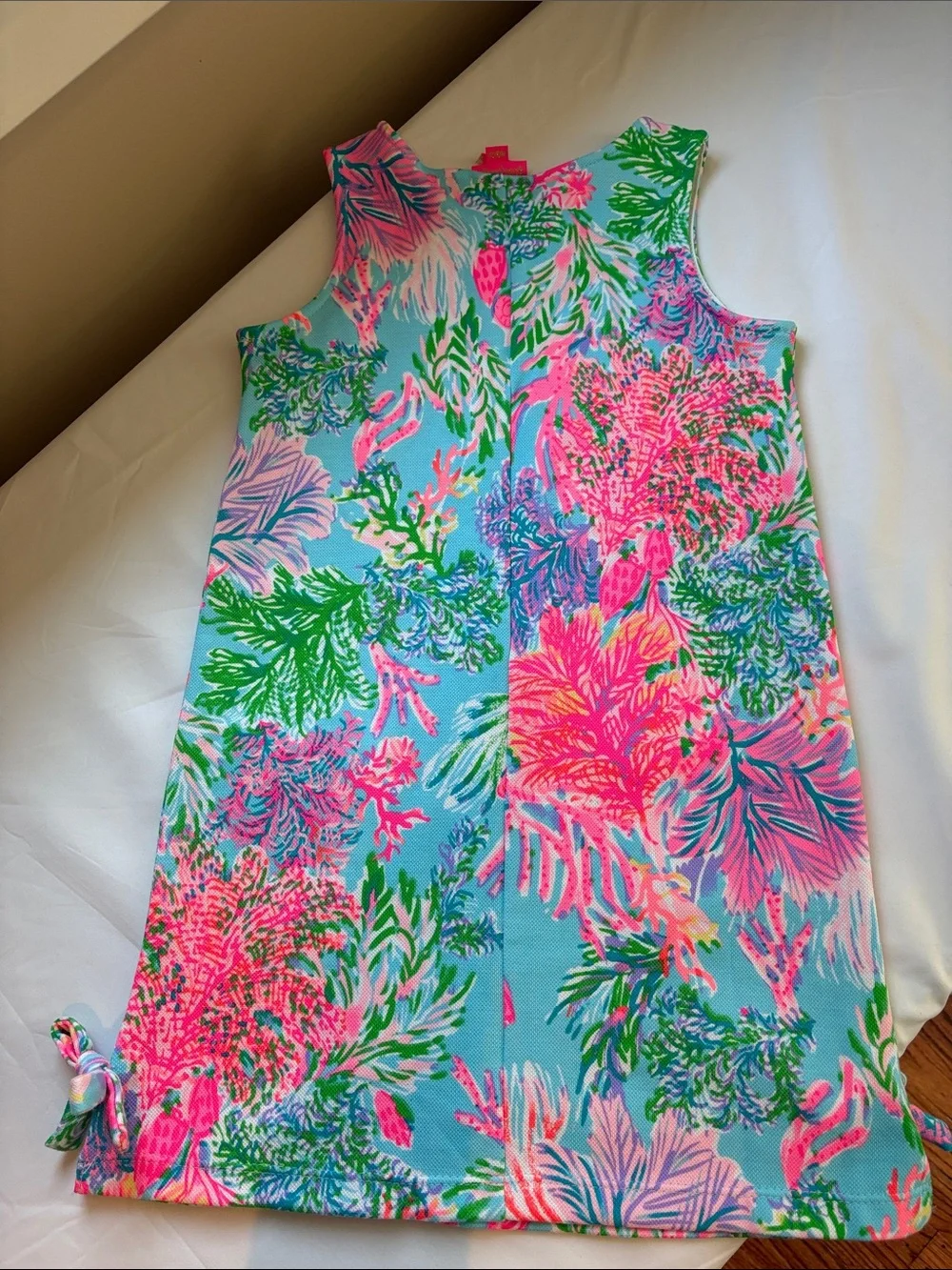 Lilly Pulitzer Girls Tropical Shift Dress in Aqua Pink- size M (6/7)